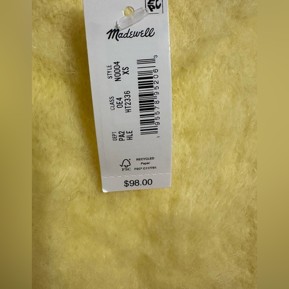 Madewell Alpaca and wool oversized crop yellow fuzzy sweater size XS. NWT - Picture 7 of 8
